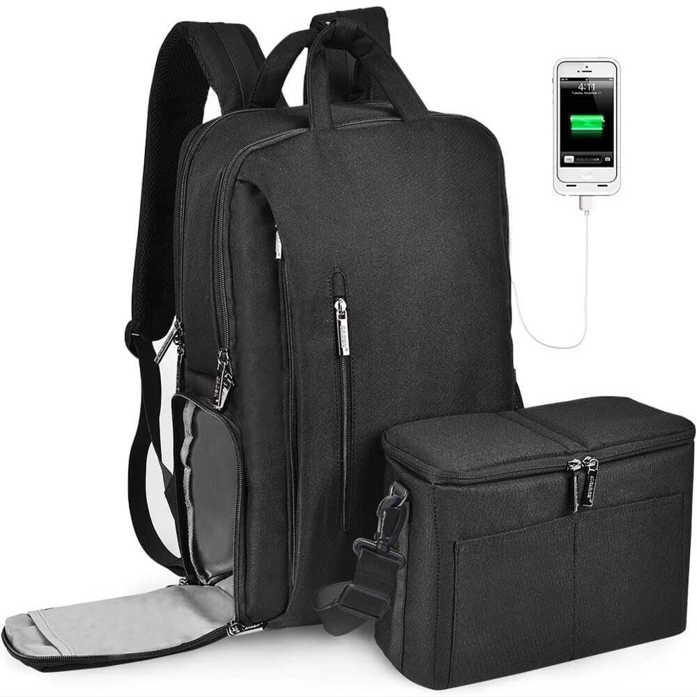 CADeN DSLR Camera Backpack Bag Waterproof Anti Theft with 15.6 inch Laptop Compartment, USB Charging Port, Tripod Holder, Rain Cover, Inner Case, Compatible for Sony Canon Nikon Olympus Black