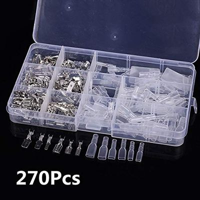 Onvas 270pcs Female Male Flat Plug Crimp Cable Terminals Connector Set - (Color: As the picture)