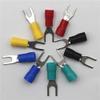 Davitu 500pcs SV3.5-4 Vinyl insulated Cold pressed Terminal Cable Lug Furcate Y-U Wire crimp terminals Brass for AWG14-12#8 STUD 37A - (Color: Green) view 2