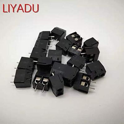 Davitu 500PCS/LOT KF301-2P Splicing, screw type PCB spacing 5.0 connector terminals, terminal Blue/green KF301 Red, blue, green, black - (Color: Black, Pins: Copper feet)