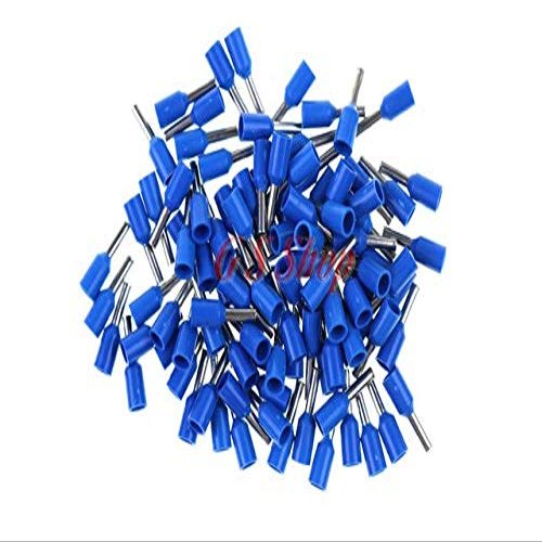 Onvas 100PCS 12 AWG Long Tube Insulated End Terminal Wire Copper Crimp Connector E4018 - (Color: blue)
