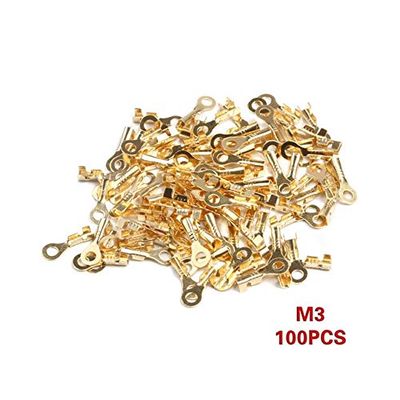 Davitu 100PCS/set Non-insulated M3 M4 M5 M6 Ring Cable Lugs Terminals Assorted Naked Connector Wire Cable Connectors Brass Terminals - (Color: M3 3.2mm)