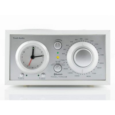 Tivoli Audio Model Three Bluetooth Clock Radio with USB (White/Silver)