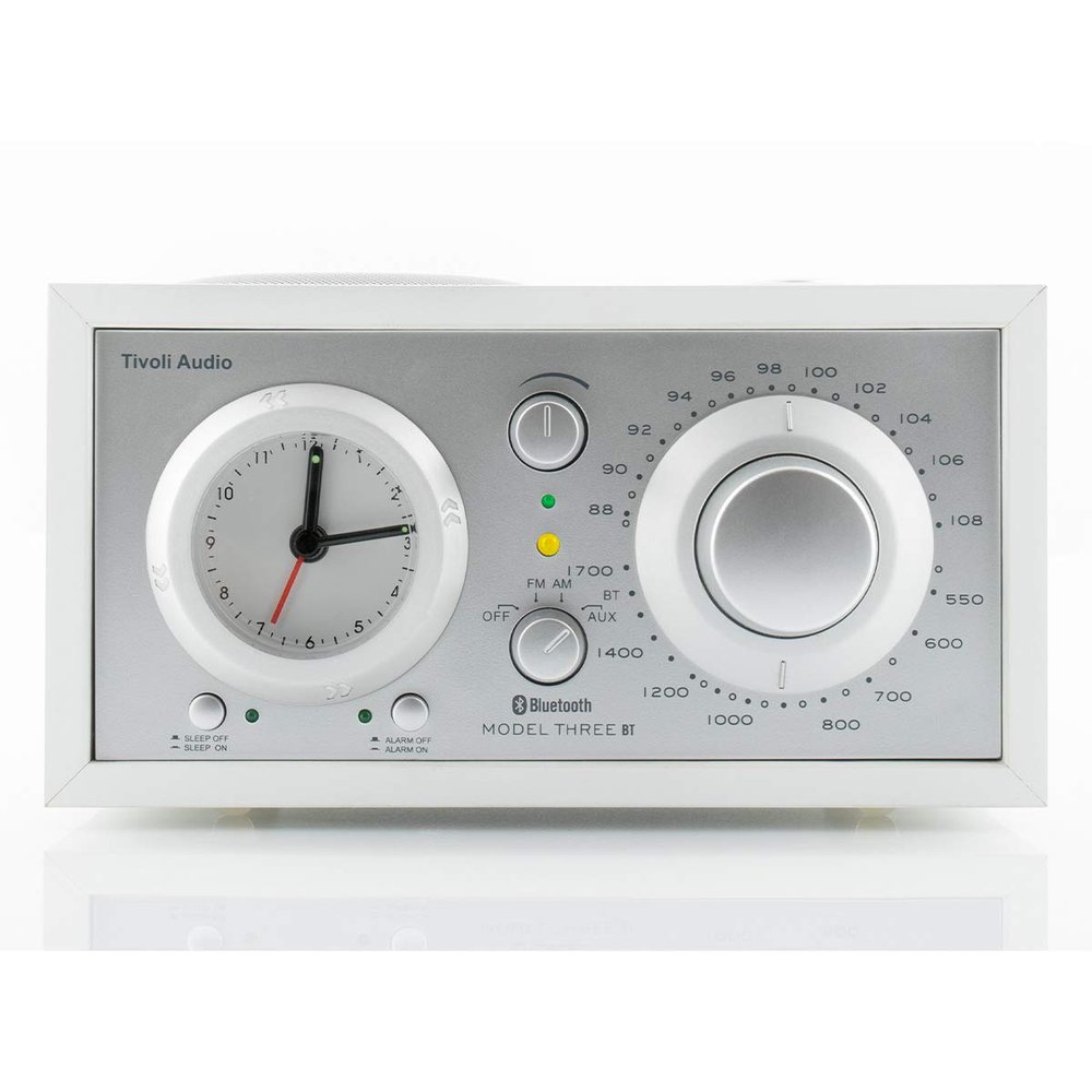 Tivoli Audio Model Three Bluetooth Clock Radio with USB (White/Silver)