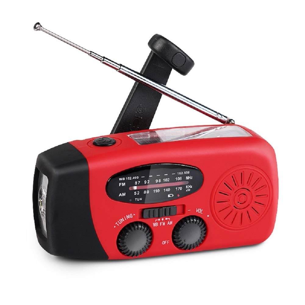 Portable Solar Emergency Weather Radio Hand Crank AM/FM NOAA Survival Radio with LED Flashlight 2000mAh Cellphone Charger for Smart Phone for Home Outdoor Camping Traveling Earthquake