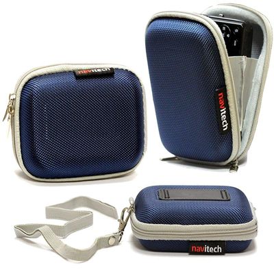Navitech Blue Hard Water Resistant mp3 / Digital Audio/Voice Recorder Case/Cover (with Belt and Hand Strap)