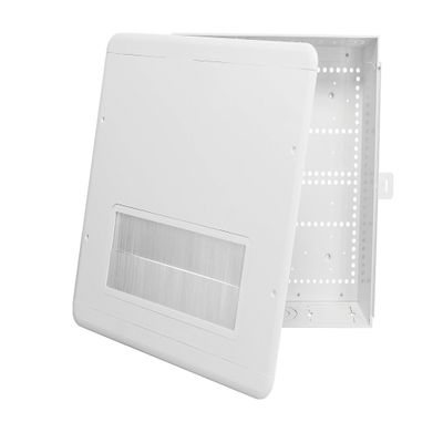 DataComm Electronics 15-Inch ABS Plastic Enclosure Box with Brush Cover, Recessed Media Box For Seamless Home, Office Connectivity Solutions, In-Wall Box, Hides TV Outlet & Cables