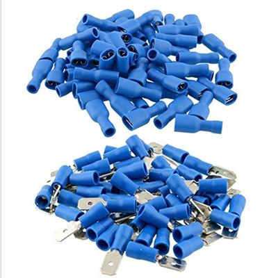 Davitu Lowest Price 20PCS Blue Splice Wire Connectors Insulated Male Female Crimp Spade Terminals 16-14AWG