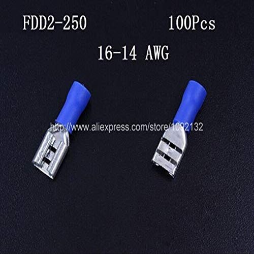 Davitu 100pcs FDD2-250 parent pre insulated joint cold pressed terminal /6.3 plug spring
