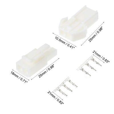 Davitu 6 Pairs 21mm Pin Length 4.5mm 2 Pin White Plastic Male Female JST-SM Housing Crimp Terminal Connector Accessory