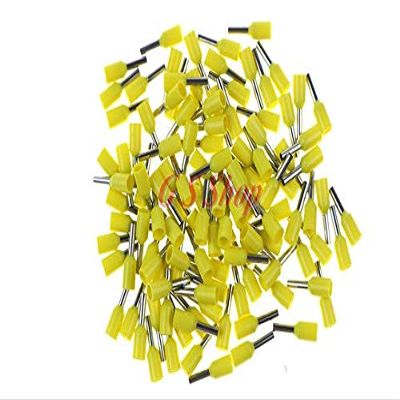 Onvas 100PCS 12 AWG Long Tube Insulated End Terminal Wire Copper Crimp Connector E4018 - (Color: yellow)