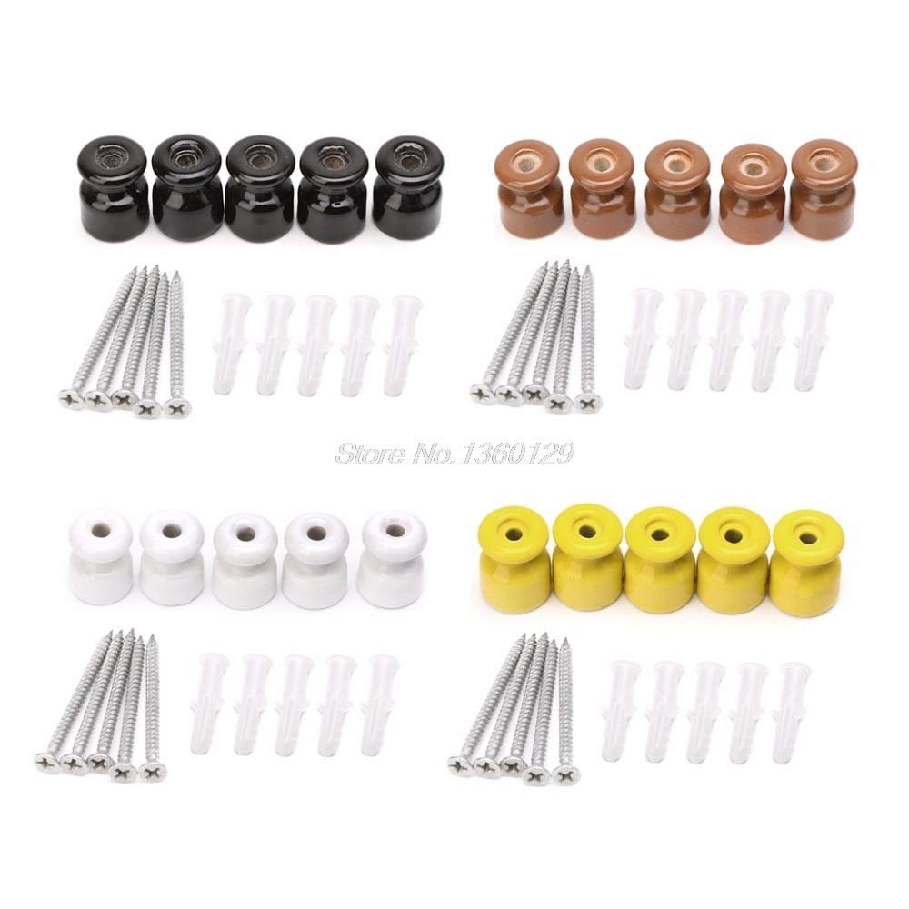 Onvas 5PCS High Frequency Electric Porcelain Gourd 24mm Porcelain Ceramic Insulator 2019 New - (Color: Black)