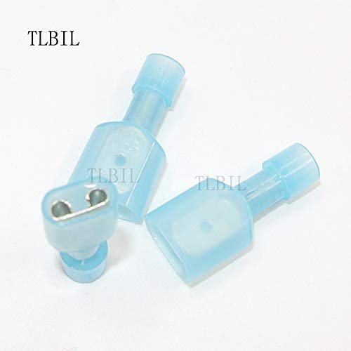 Davitu 1000Pcs Blue FDFN 2-250 16-14AWG Nylon Female Fully-Insulated Quick Disconnects Wiring Spade Wire Crimp Terminal