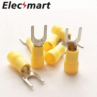 Davitu SV5.5-5 Copper Spade Fork Insulated Wire Connector Electrical Crimp Terminal Cable Wire Connector 100PCS/Pack