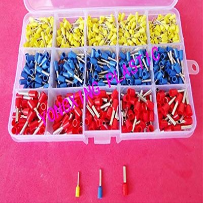 Davitu 1100PCS cord end pin insulated terminal E0508 E1510 E2510 yellow blue red color suit cable 0.5-2.5mm2