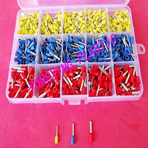 Davitu 1100PCS cord end pin insulated terminal E0508 E1510 E2510 yellow blue red color suit cable 0.5-2.5mm2