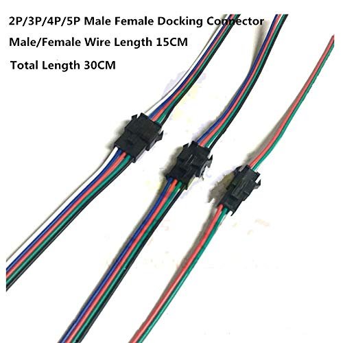 Davitu 20PCS SM2.54mm RGB LED Strip Terminal Blocks Line Male/Female Docking Connector 2P/3P/4P/5P On The Plug Single Head - (Color: Male 4P)