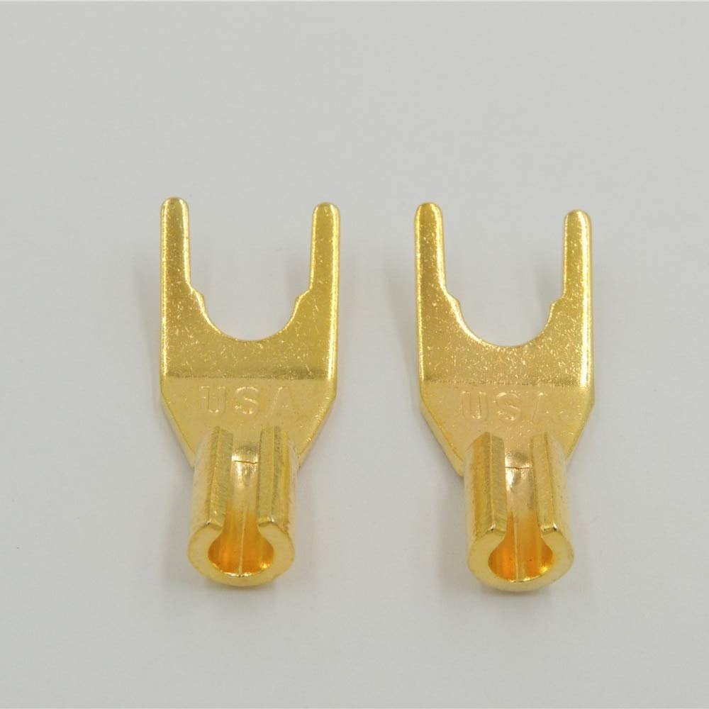 Davitu 4pcs brass GOLD Plated Solderless Speaker Banana Spade Plug