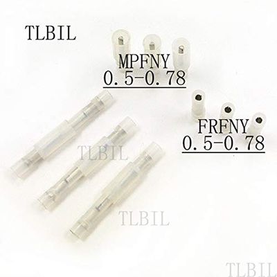 Davitu 1000Pcs MPFNY/FRFNY 0.5-0.78 Bullet Shaped Nylon brass Female Male Insulating Joint Wire Connector Electrical Crimp Terminal - (Color: MPFNY0.5-0.78 White)