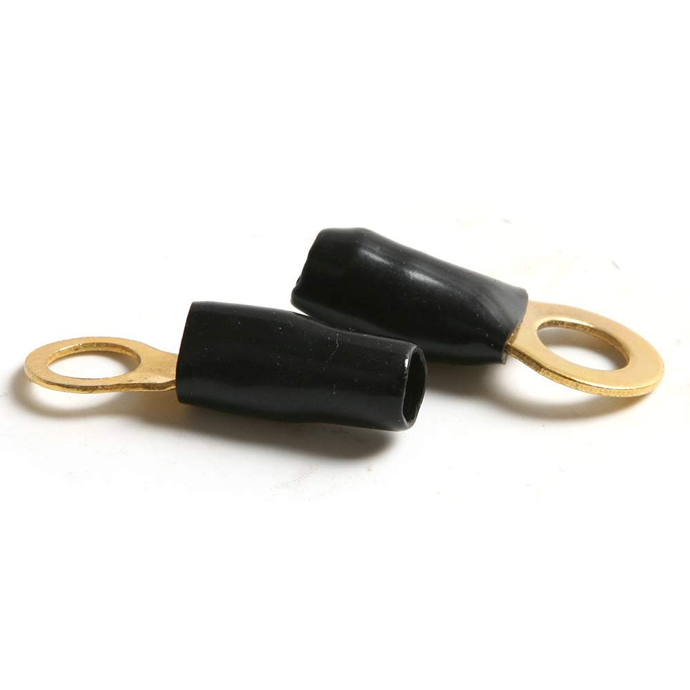 Davitu 1pair Rubber PVC 3.5cm Red/Black RV6-8 Car Audio Terminal wire Ring Connector for Combining the Ground Wire of Car Audio - (Color: Black)