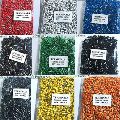 Davitu 1000pcs E0508 Tubular Wire Cold Pressure Connector Electrical Terminals Cable Crimps Wire Ferrules For 0.5mm2 22 AWG Wire VE0508 - (Color: YELLOW)