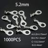 Davitu 500pcs/1000pcs 5.2 round lug cold pressing terminals M5 terminal For 0.25-4mm2 Wire connector terminal - (Color: Silver Color 1000Pcs, Pins: C 1.5-2.5mm2) view 1