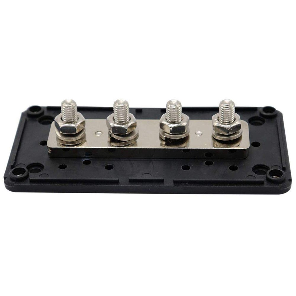 Davitu BHTS-DC 48V 300A 4 Terminal Studs Busbar Power Distribution Block for Car Boat (Black) - (Color: Black)