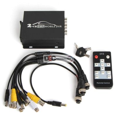 2CH Mini Mobile AHD DVR HD 5MP 2 Channel Dual SD Card Slot Support 128GB/CVBS Remote Vehicle DVR for Truck Taxi Car