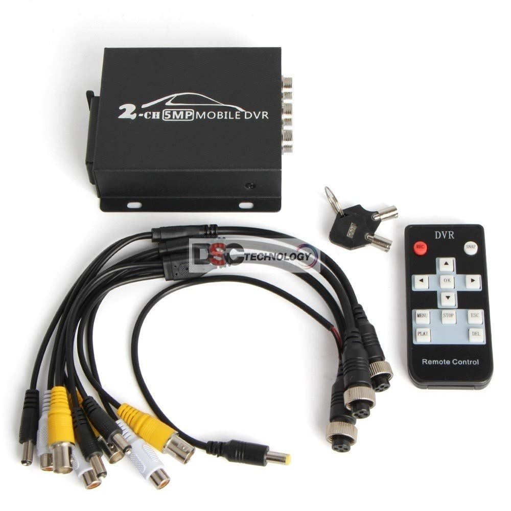 2CH Mini Mobile AHD DVR HD 5MP 2 Channel Dual SD Card Slot Support 128GB/CVBS Remote Vehicle DVR for Truck Taxi Car