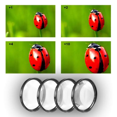 4 Piece 62mm Close-Up Filter Kit (+1, 2, 4, 10 Diopter) for Nikon Auto Focus-S VR Micro-Nikkor 105mm f/2.8G Lens