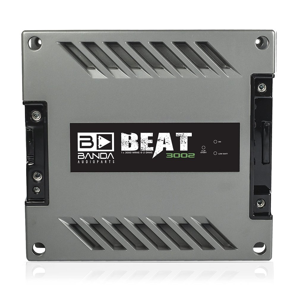 1-Channel Vehicle Audio Amplifier - 3000 Watts High-Powered Mono Bass Amplifier w/Subsonic Filter and Low Pass Filter Stable at 2 ohms, LED Indicators, Sound Specialization - Banda BEAT3002