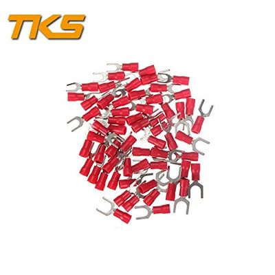 Davitu 1000PCS Pre Insulated Fork Type Terminals Connector SV1.25-3 for 22-16AWG wire - (Color: Red)