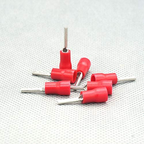 Davitu Insulated Terminals PTV 1.25-12 Electrical Pin Connectors - (Color: Red)