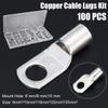 Davitu 100 Pcs Copper Cable Lugs Kit SC6-6 ~SC35-10 Electrical Terminal Block Wire Connectors view 1