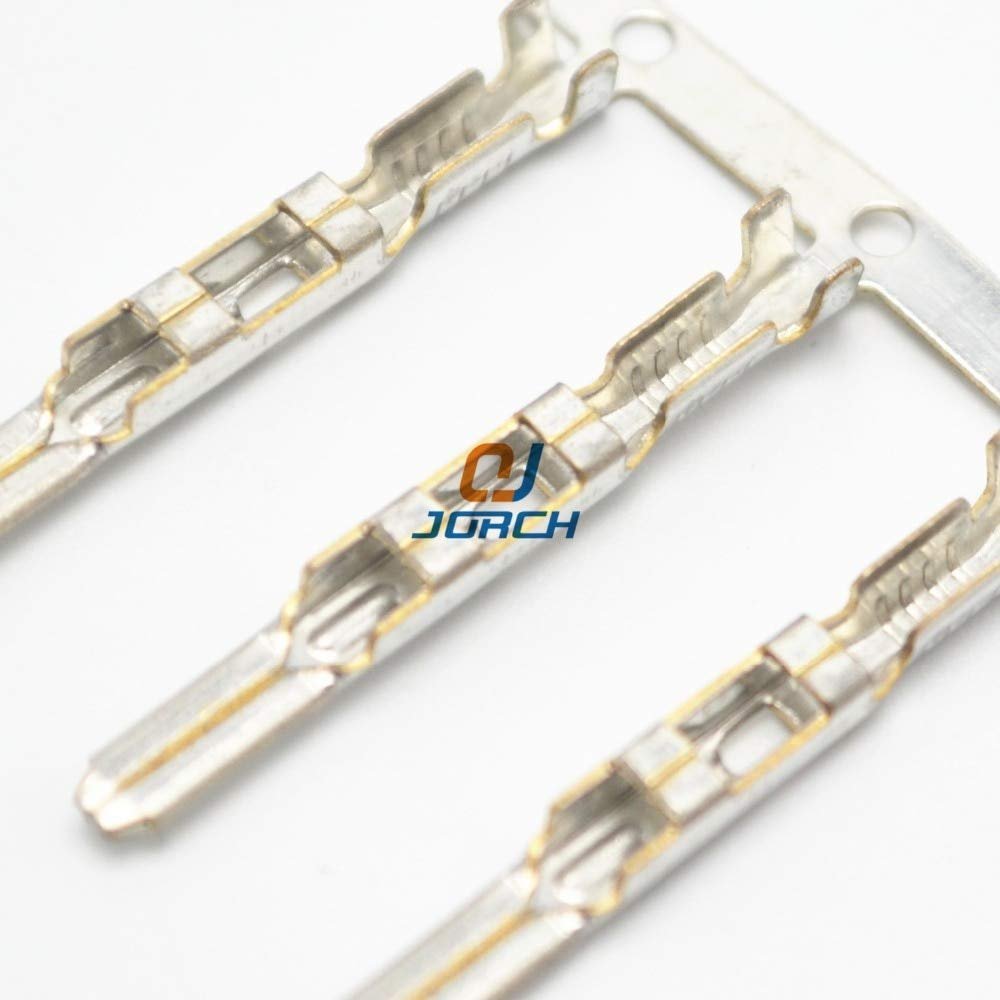 Onvas 100pcs Male Superseal 2.8 Series Crimping wire Terminals Metal pins For TE Tyco AMP Fuel Injector Connector Plug 282189-1 - (Color: 500 pcs)