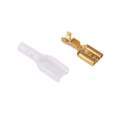 Davitu 100pcs 4.8mm Gold Brass Car Speaker Electric Wire Connectors Set 22~16AWG Female Crimp Terminal Connector 1552mm
