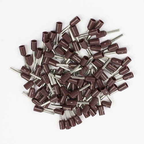 Onvas E2508 Tube insulating terminals 2.5MM2 100PCS/Pack Insulated Cable Wire Connector Insulating Crimp Terminal Connector E- - (Color: Brown, Pins: 20Pcs)