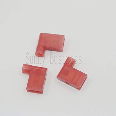 Davitu 500 PCS Crimp Terminals FLDNY1.25-250 RED 22-16 AWG NYLON FEMALE FLAG TERMINAL RIGHT ANGLE ELECTRICAL CONNECTOR