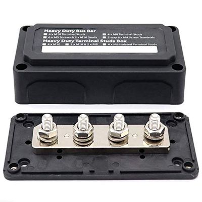 Davitu BMBY-DC 48V 300A 4 Terminal Studs Busbar Power Distribution Block for Car Boat (Black) - (Color: Black)