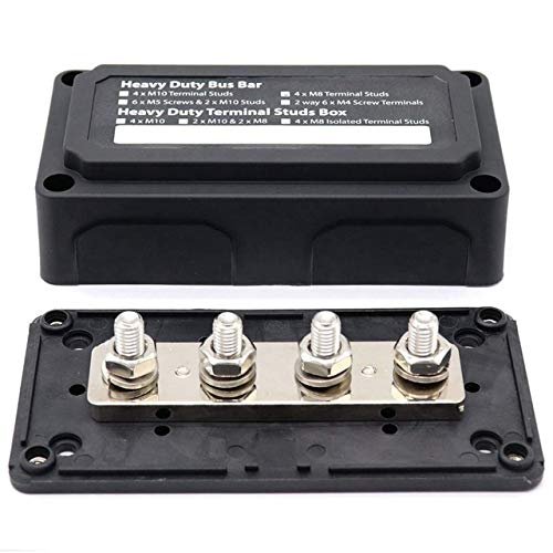 Davitu BMBY-DC 48V 300A 4 Terminal Studs Busbar Power Distribution Block for Car Boat (Black) - (Color: Black)