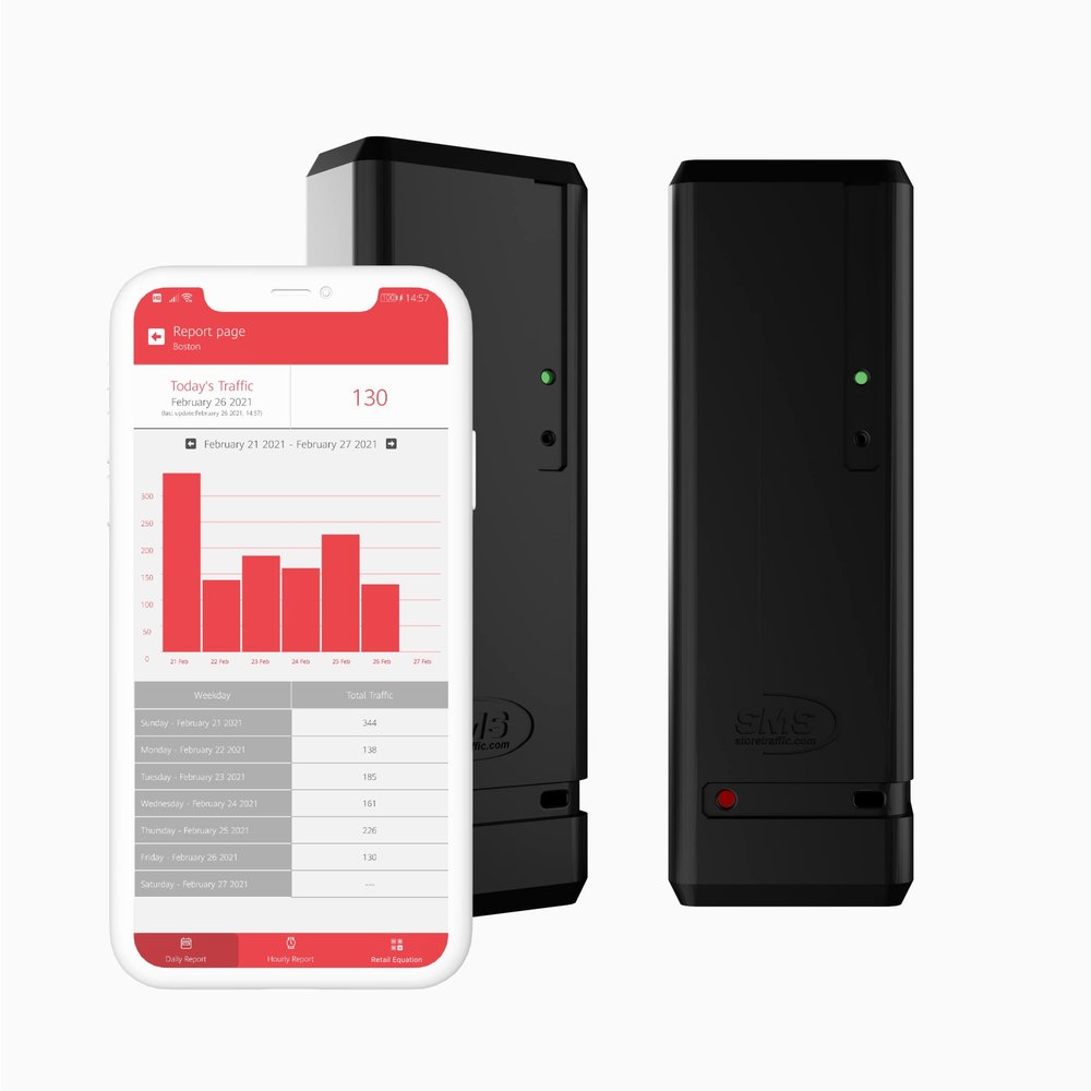 Pearl People Counter: Fully Wireless 2.4ghz Wi-Fi Visitor Counter/Patron Counter/Door Counter/Retail Customer Traffic Counter - in & Out Detection - Standard AA Batteries - iOS & Android App (Black)