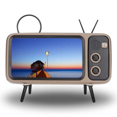 Ciglow Bluetooth Speaker, Retro HD Stereo Bluetooth Speaker Portable TV Loudspeaker Phone Stand for 6'' Mobile Phone.(Gray)