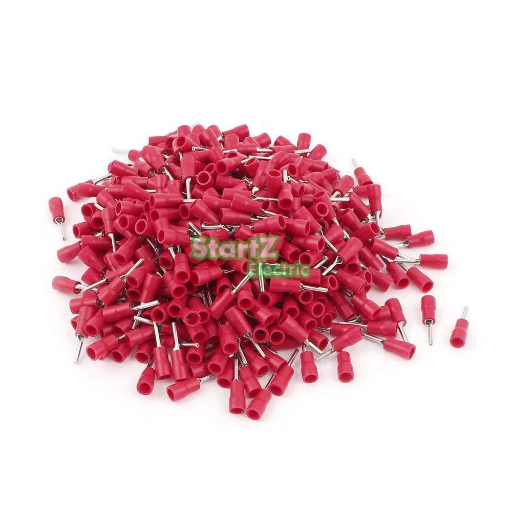 Davitu 100PCS 22-16AWG Red Insulated pin wire Terminals electricity PTV 1.25-18