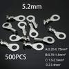 Davitu 500pcs/1000pcs 5.2 round lug cold pressing terminals M5 terminal For 0.25-4mm2 Wire connector terminal - (Color: Silver color 500Pcs, Pins: B 0.75-1.5mm2) view 1