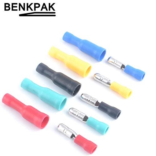 Davitu 50pcs Davitu Female and Male Insulated Electric Connector Crimp Bullet terminal for 22~16 AWG Audio Wiring - (Color: mixed colors)