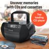 Craig Portable Top-Loading CD Boombox with AM/FM Stereo Radio and Cassette Player/Recorder in Black | Cassette Player/Recorder | LED Display (Black) view 3