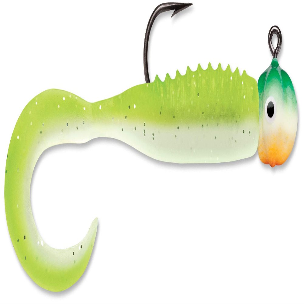 Curl Tail Jig 1/16 Green Orange Glow