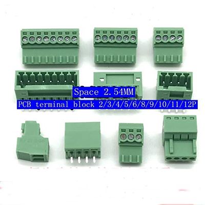 Davitu 2sets Pluggable PCB Terminal Blocks KF2EDG-2.54MM 2/3/4/5/6/8/9/10/11/12P Spacing 2.54MM - (Pins: 10P)