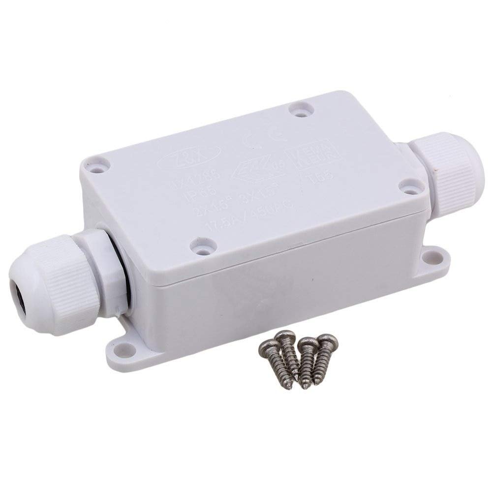Davitu Plastic White Outdoor Waterproof IP65 2 Way Cable Wire Connector Junction Box with P02-D3 Terminal