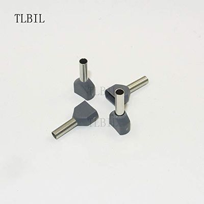 Davitu 1000Pcs TE4012 2x4.0mm2 Bootlace cooper Ferrules kit set Wire Copper Crimp Connector Insulated Cord Twin Pin End Terminal - (Color: Gray)